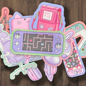 Kawaii Cozy Gamer Girl Sticker Pack, Pastel Stickers, Laptop, Tablet, Notebook Stickers, Cute Gaming Stickers, Gamer Girl Gift