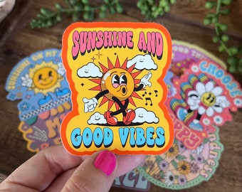 10 Piece Retro Groovy Sticker Pack | Groovy Characters | Laptop Stickers | Notebook/Journal Sticker | Motivational Stickers | Gift