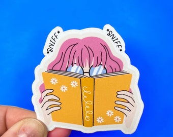 Sniff Sniff Bookish Girl Sticker l Bookworm Sticker | Bibliophile Sticker | Gifts for Readers | Literary Gift | Booktok Sticker