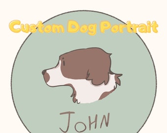 Dog Portrait / Personalised Pet Drawing / Art Commission / Custom Dog Side Portrait