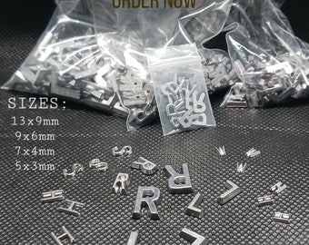 Lettres en plomb, vendues par 2 et 3, lettres en plomb faites maison, lettres en plomb pour rayons X. Veuillez consulter les autres annonces pour les formats 13 x 9 mm et 9 x 6 mm.