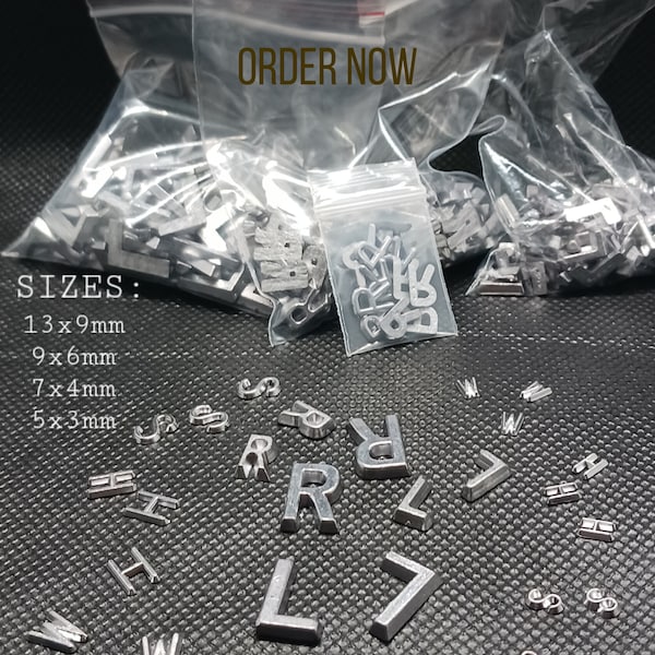 Lead letters, sold in quantities of 2’s, 3’s or bulk, diy lead letters, X-ray lead letters. Please see other listing for 13x9mm and 9x6mm.