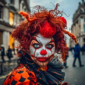 Art print entitled &quot;Urban Circus&quot;, Clown art, Clown print, Circus print, Clown street photography, Creepy Clown