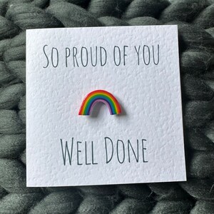 Badge Congratulations card with rainbow pin badge