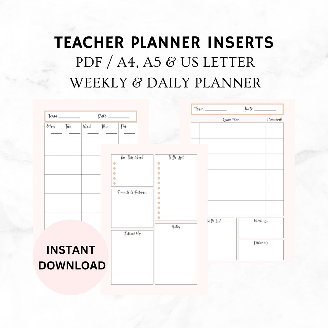 Teacher Planner Printable 20232024 Teacher Weekly Planner Etsy