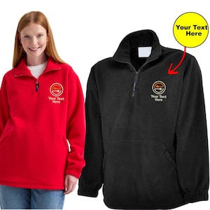 Personalised Embroidered 1/4 Fleece Jacket With Electrician Logo, Custom Text Workwear Uniform, Unisex Fleece Jacket