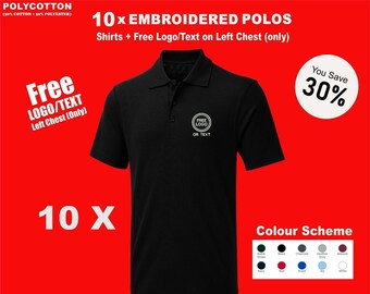 Personalised Polo Shirt, Pack of 10 Uneek Your Text Logo Business Work Unisex Workwear Top Custom Text Shirt Personalized Uniform Unisex