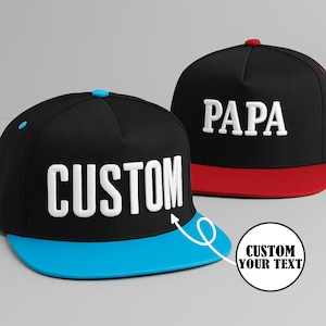 Personalised 3D Puff Embroidered Snapback Cap, Custom Raised Embroidery Hat, Custom Name Snapback Cap, Custom 3D Puff Hat Contrast Snapback