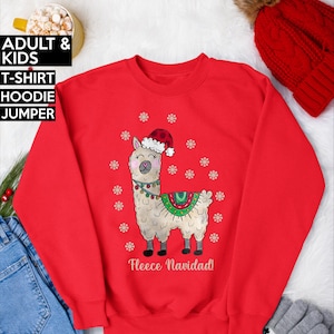 Fleece Navidad Llama feliz Funny Christmas jumper, rude christmas t shirt, christmas hoodie