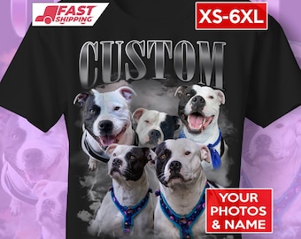 Personalised Bootleg t shirt, Dog Collage t shirt, Dog Lovers tshirt, Personalised Dog T shirt, Viral 90s style dog t shirt