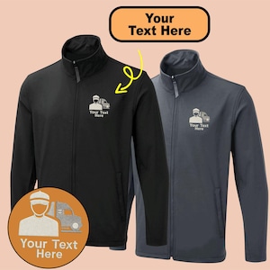 Personalised Embroidered Soft Shell Jacket with Truck Driver Logo, Workwear Uniform Unisex Jacket