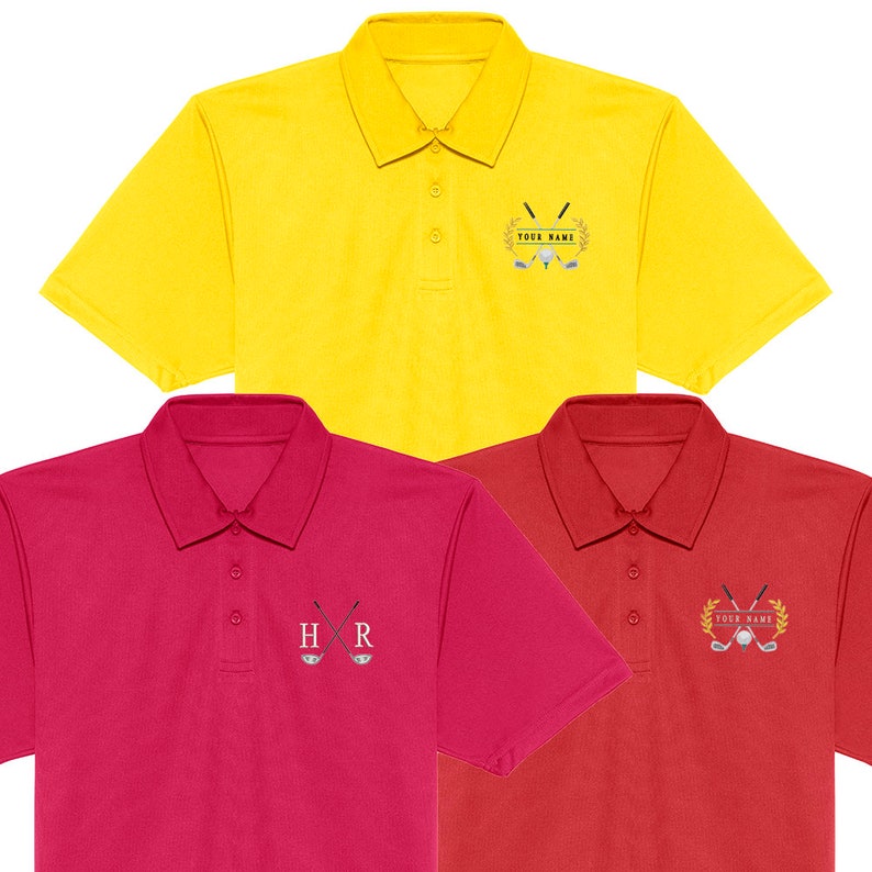 Personalised Golf Polo shirt, embroidered Golf polo with name and initials. Cool Sports Golf polo shirt. Golf Lover Gift, Golf Enthusiast.