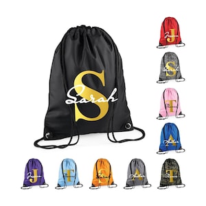 Nom initial personnalisé Sac à cordon Sport école Gym Kit PE Sac unisexe pour enfants Sac de yoga Sac à dos Sac pour enfants