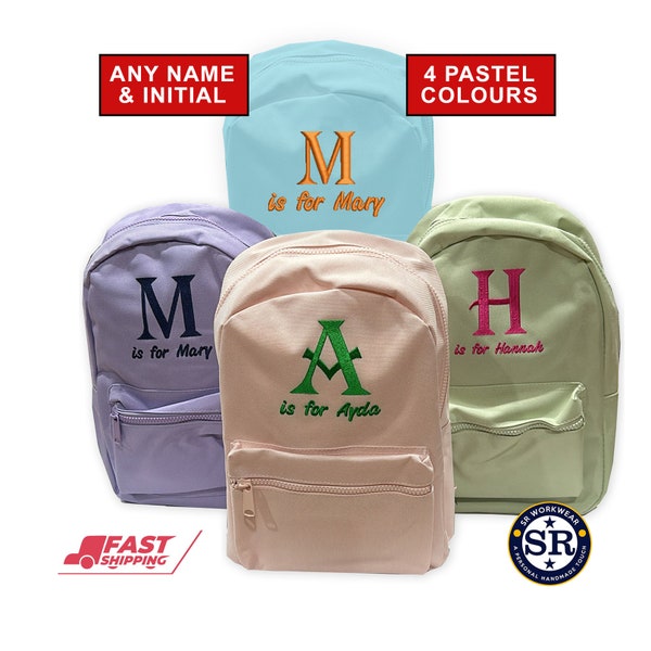 Embroidered name and initials backpack. personalised kids school bag, Embroidered bag, Toddler backpack, Gift for kids, Boys and Girls bag
