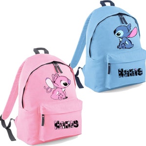 Personalised Name Lilo & Stitch Backpack Rucksack Cartoon Angel School Bag. Boy and Girls custom bag, Toddler bag, kid name custom backpack