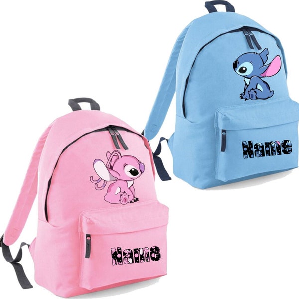 Personalisierte Name Lilo & Stitch Rucksack Rucksack Cartoon Engel Schultasche. benutzerdefinierte Tasche für Jungen und Mädchen, Kleinkindtasche, benutzerdefinierte Rucksack mit Kindernamen
