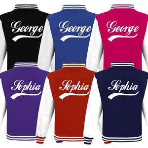 Personalised Kids Varsity Jacket, Custom Name on Back Varsity Jacket, Bomber Biker Jacket, Kids Unisex Varsity Jacket, Customize Name Jacket