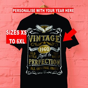 Personalised year of birth t shirt, Birthday t shirt, vintage birth year t shirt, custom birthdate t shirt,personalised gift for him t shirt