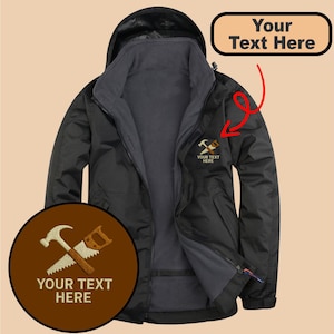 Personalised Embroidered Outdoor Jacket with Carpenter Logo, Custom Text Workwear Uniform Unisex Jacket