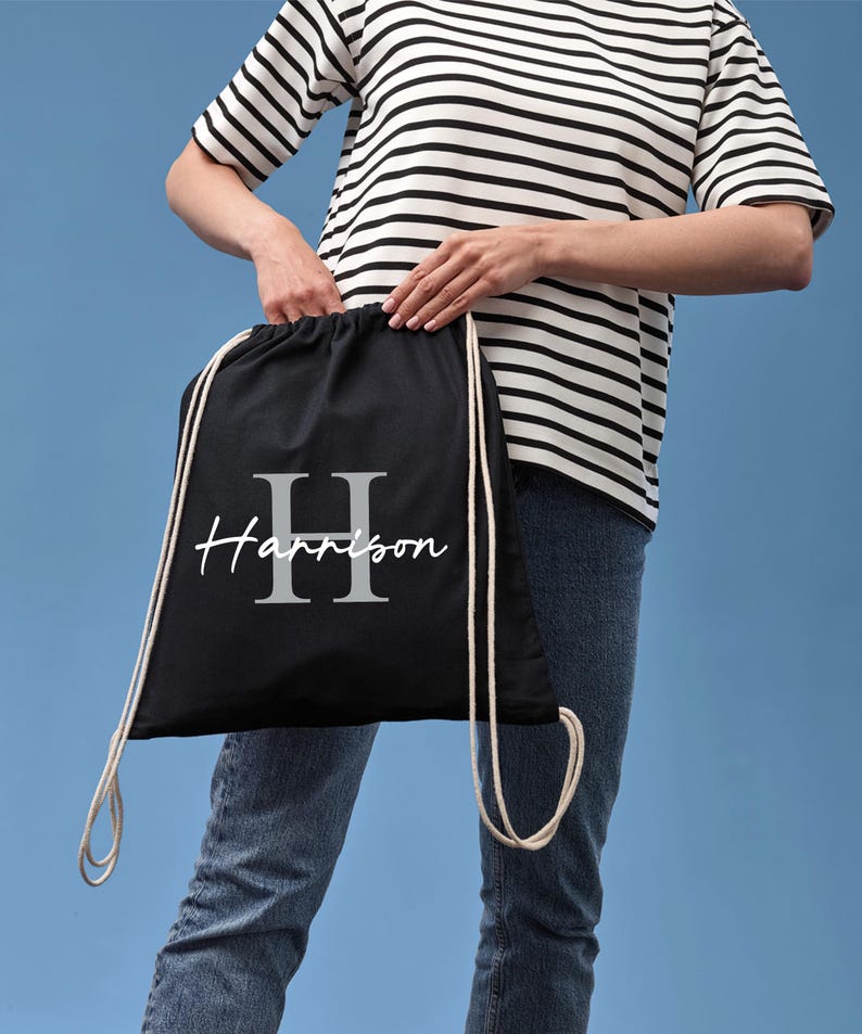 Personalised Drawstring Bag With Name, Custom Cotton PE Bag, Printed ...