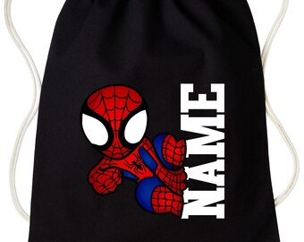 Personalised Your Name Spiderman Drawstring Bag Spider Face Super Hero Gym School Bag Swimming Bag PE Bag Yoga Bag Rucksack Kids Bag