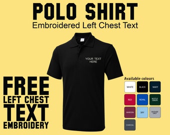 Besticktes Poloshirt, personalisiertes Poloshirt für Arbeitskleidung, individuelles Poloshirt, personalisiertes Poloshirt, Ihr Text aufgestickt. Poloshirts für die Arbeit.