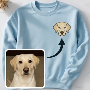 Sweatshirt brodé animal de compagnie personnalisé, sweat à capuche, t-shirt personnalisé portrait de chien ou de chat sur la poitrine gauche, cadeau pour animal de compagnie, haut brodé animal personnalisé