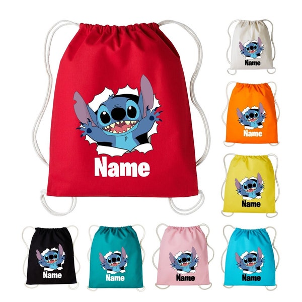 Personalised Your Name Stitch Drawstring Bag Gym School Rucksack Kids Bag Yoga Bag Rucksack Kids Bag