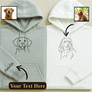Custom Pet Embroidery Outline Hoodie, Custom Center Chest Pet Embroidery, Dog Cat Line Art Pet Embroidery Jumper, Pet Memorial Hoodie