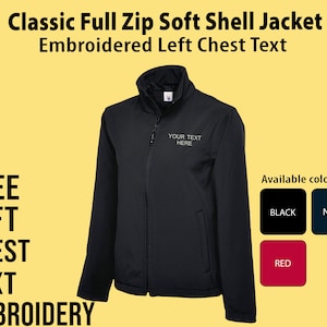 Embroidered Full Zip Jacket, Personalised SoftShell Jacket, Embroidered Water Proof Jacket, Embroidered Jacket, Personalised Jacket for work