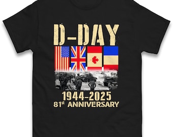Koszulka D-Day Normandia Landings 81. rocznica 1944-2025 UK Flag Gift Tee Top, koszulka dla weteranów