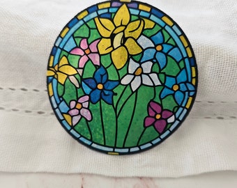 Holographic stained glass flower sticker, laptop decal, sticker for water bottle