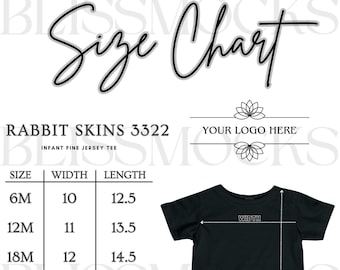 Rabbit Skins 3322 Size Chart Mockup: Kids T-Shirt (JPG)