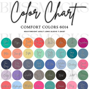 Carta de colores Comfort Colors, Carta de colores 6014, Maqueta 6014, Maqueta de colores Comfort, Impresión bajo demanda, Oferta en toda la tienda, Carta de colores de camisetas 2024