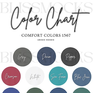 Carta de colores 1567 Comfort Colors, Carta de colores 1567, Carta de colores de sudaderas con capucha, Maqueta 1567, Impresión bajo demanda, Descarga instantánea, Maqueta digital