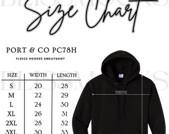 パーカーサイズ表 I Port & Company PC78H サイズ表 | コアフリース