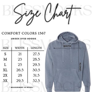Comfort Colors 1567 Hoodie Size Chart Mockup (Digital Download)
