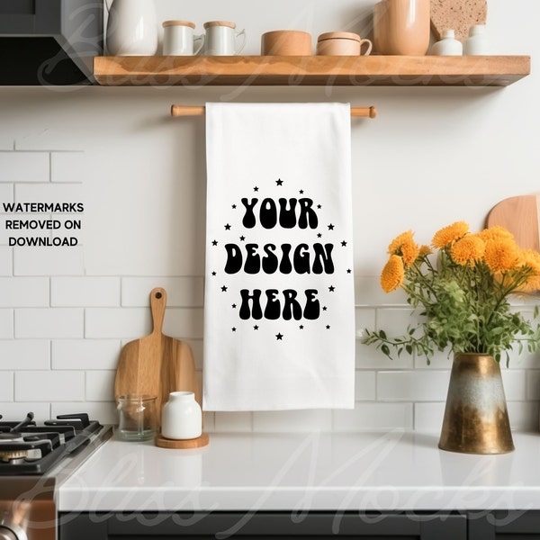 Custom Tea Towel Mock Up, Kitchen Mockup, Pod Photography, Your Design Here Digital, Cute Flour Sack,Styled Interior Stock Photo,Dish Towels