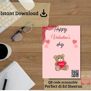 Biglietto per San Valentino - Scaricabile - stampabile - Con canzone scansionabile tramite QR code - Template di canva modificabile