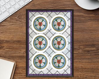 Emblema de vitral de Luther Rose - Hoja de pegatinas