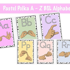 British Sign Language BSL A-Z Alphabet Pastel Polka Dot | Colourful Classroom Decor