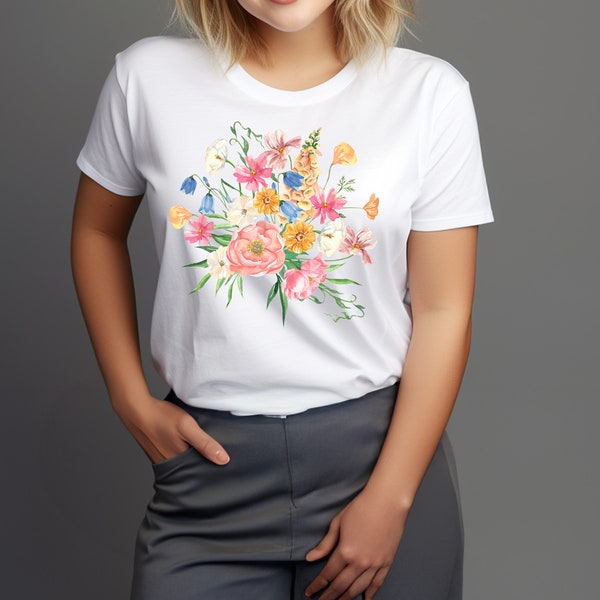T-shirt à fleurs pressées, chemise Boho Wildflowers Cottagecore,