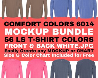 Comfort Colors 6014 Long Sleeve T-Shirt Mockup Bundle (JPG)