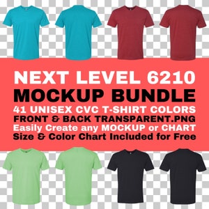 Next Level 6210 T-shirt Mockup Bundle: Front & Back PNG (Digital Download)