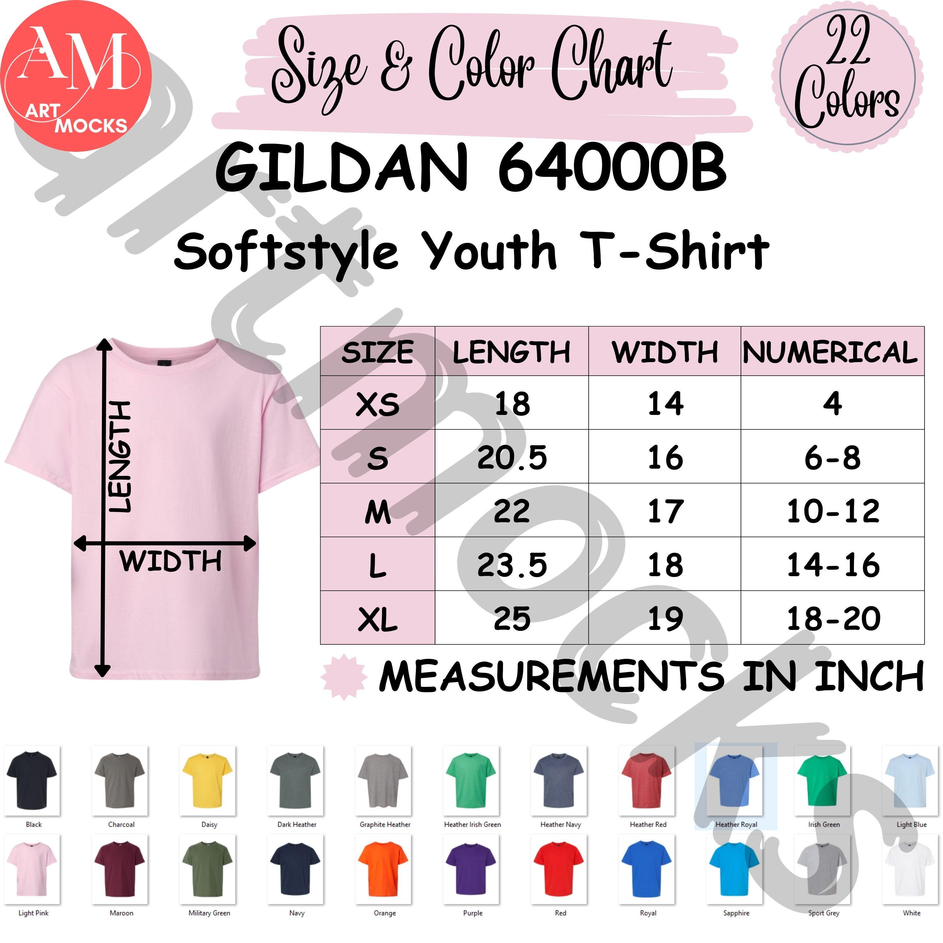 Gildan 64000B Youth T-shirt Size Chart (digital Download) - Etsy