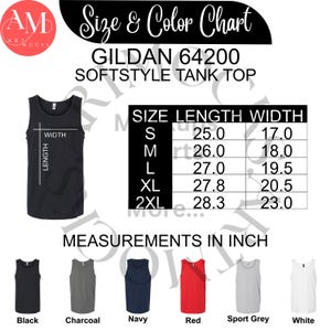 Gildan 64200 Tank Top Size Chart Bundle (Instant Download, Non-Editable PNGs)