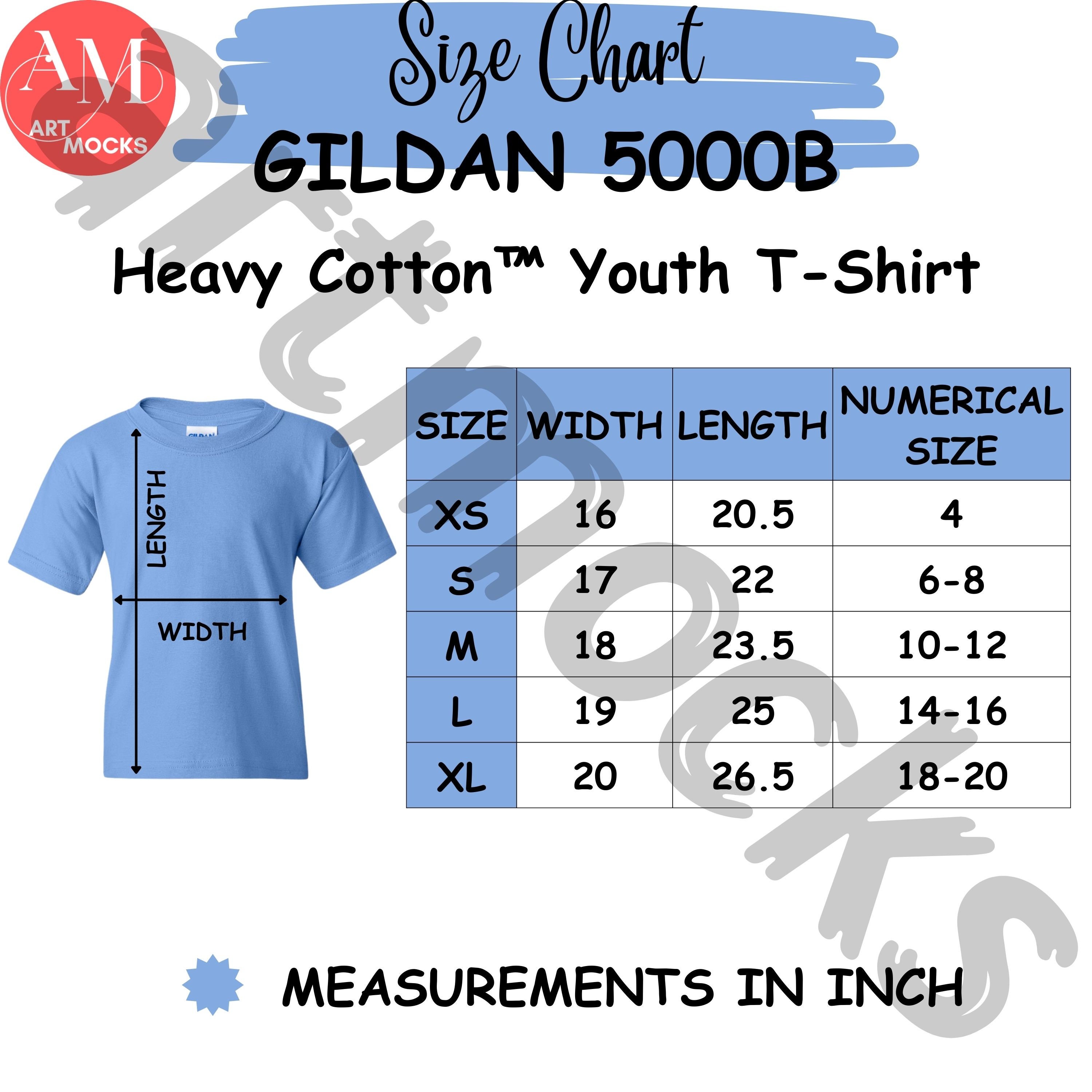Gildan 5000B Size Chart Gildan Kids Mockup 1228481 2025