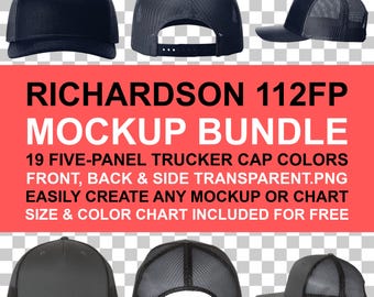 Richardson 112FP Mockup Bundle: Five-Panel Trucker Cap (Instant Download)