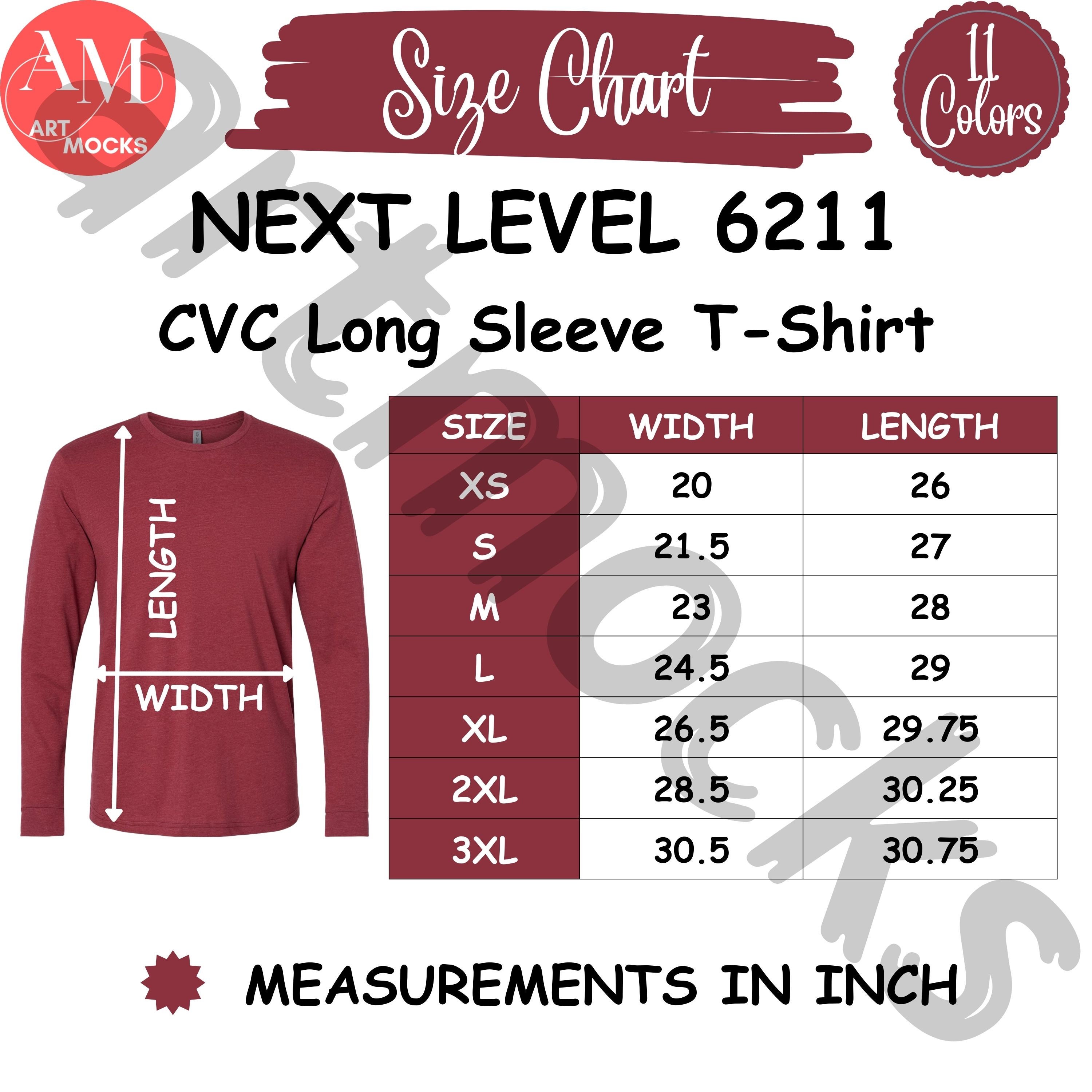 Next Level 6211 Size Color Chart (digital Download) - Etsy