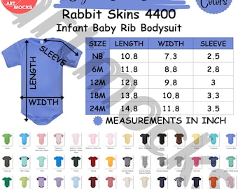 Tabla de tallas de mono Rabbit Skins 4400: Costilla infantil (JPG)
